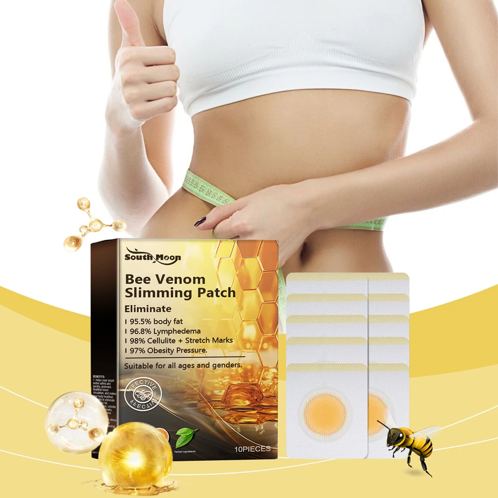 10Pcs Honeybee Venom Drainage Patches Long Lasting Belly Slimming Patch Body Shaping Lose Weight Detox Sticker for Female Male