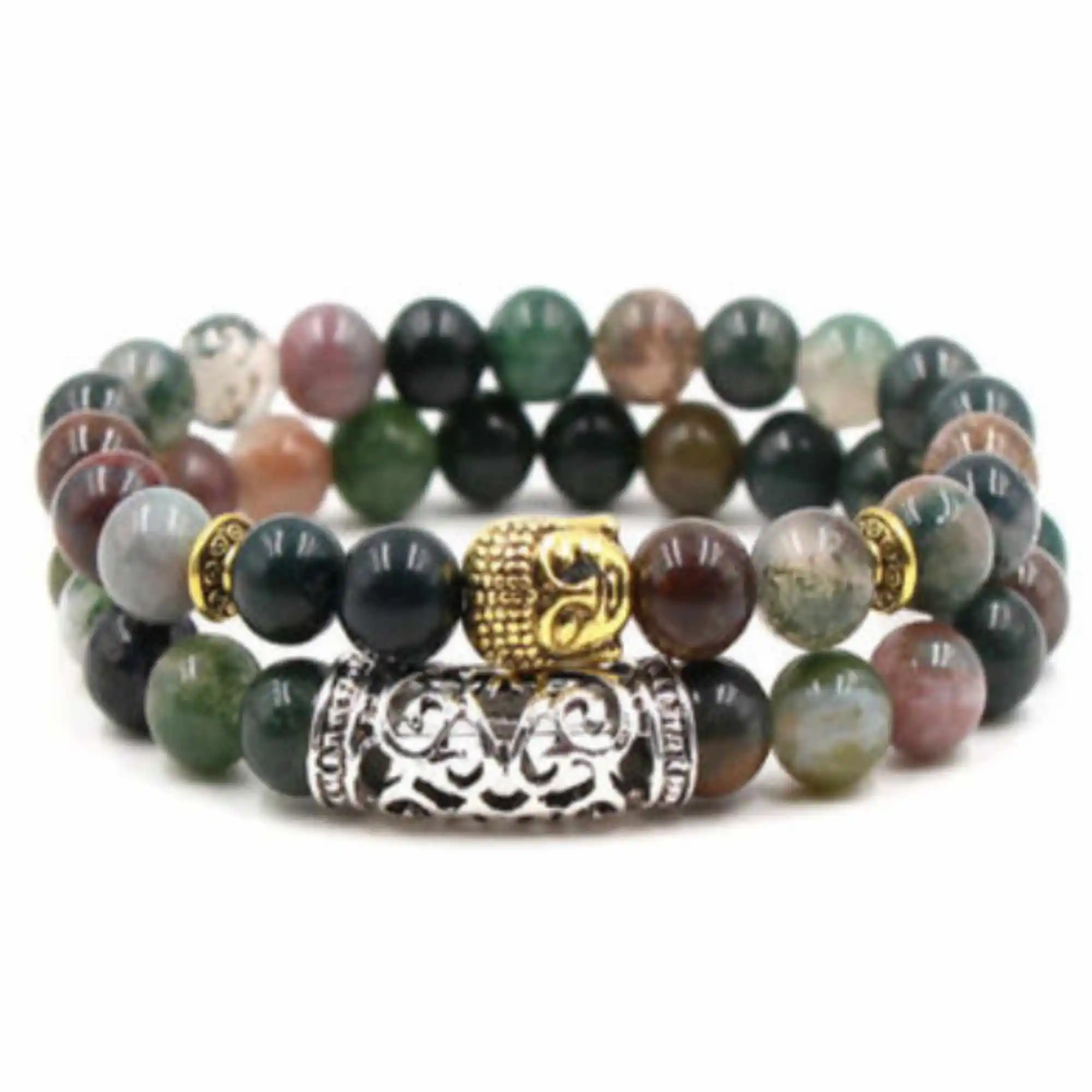 

2X Natural Lava Stone Buddha Lions Leopard Skull Owl Beads Bracelets Handmade Trendy Adjustable Mala