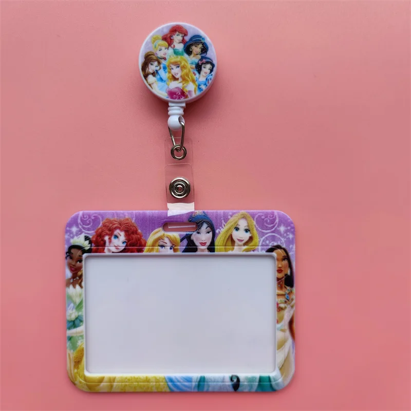 Porta tarjetas con Clip y hebilla retráctil de princesa de Disney, porta tarjetas con Clip para carrete de insignia de negocios Horizontal, para médico y enfermera