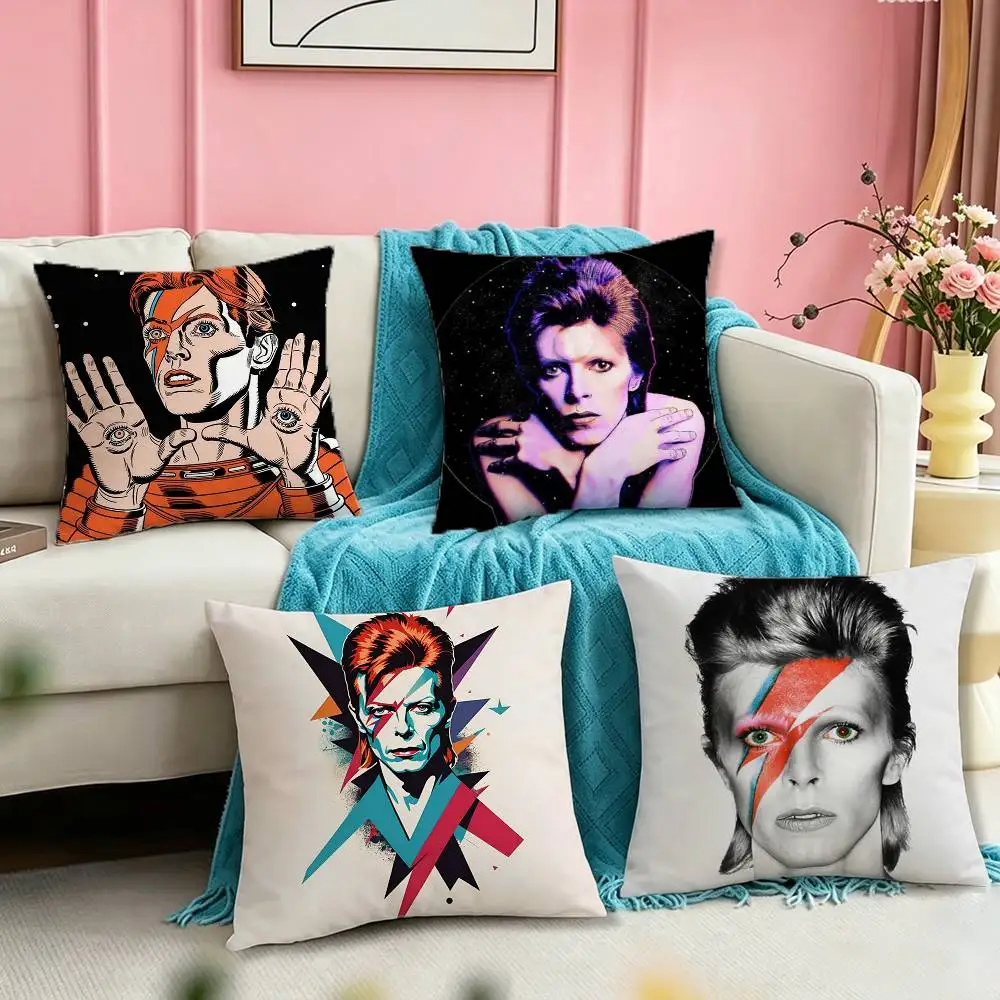 

Star D-David B-Bowie Square Double-Sided printed Pillow Case Bedroom Bedside Pillow Sofa Cushion Cover