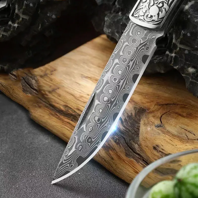 Damascus Steel folding knife Fruit Knife Camping outdoor multi-purpose knife