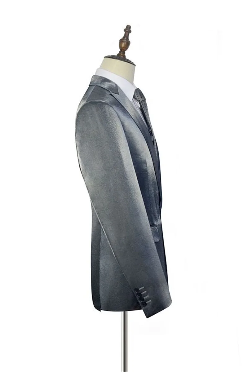 Conjunto de trajes de terciopelo de 2 piezas para hombre, Blazer de esmoquin de novio plateado Formal + pantalones negros, chaqueta de fiesta de oficina de negocios hecha a medida, abrigo de Graduación