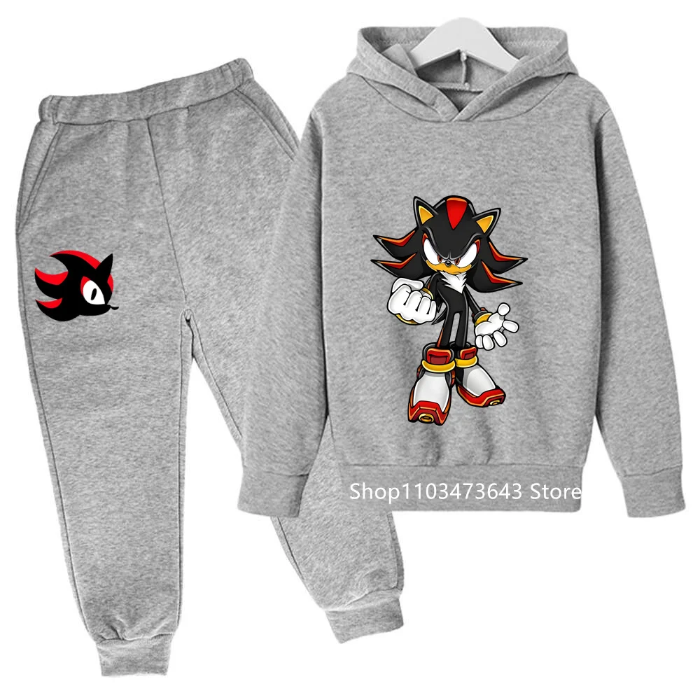 Sonics sweat à capuche pour enfants pantalon costume mode Anime sweats à capuche garçon lettre sweats décontracté impression dessin animé survêtement pulls