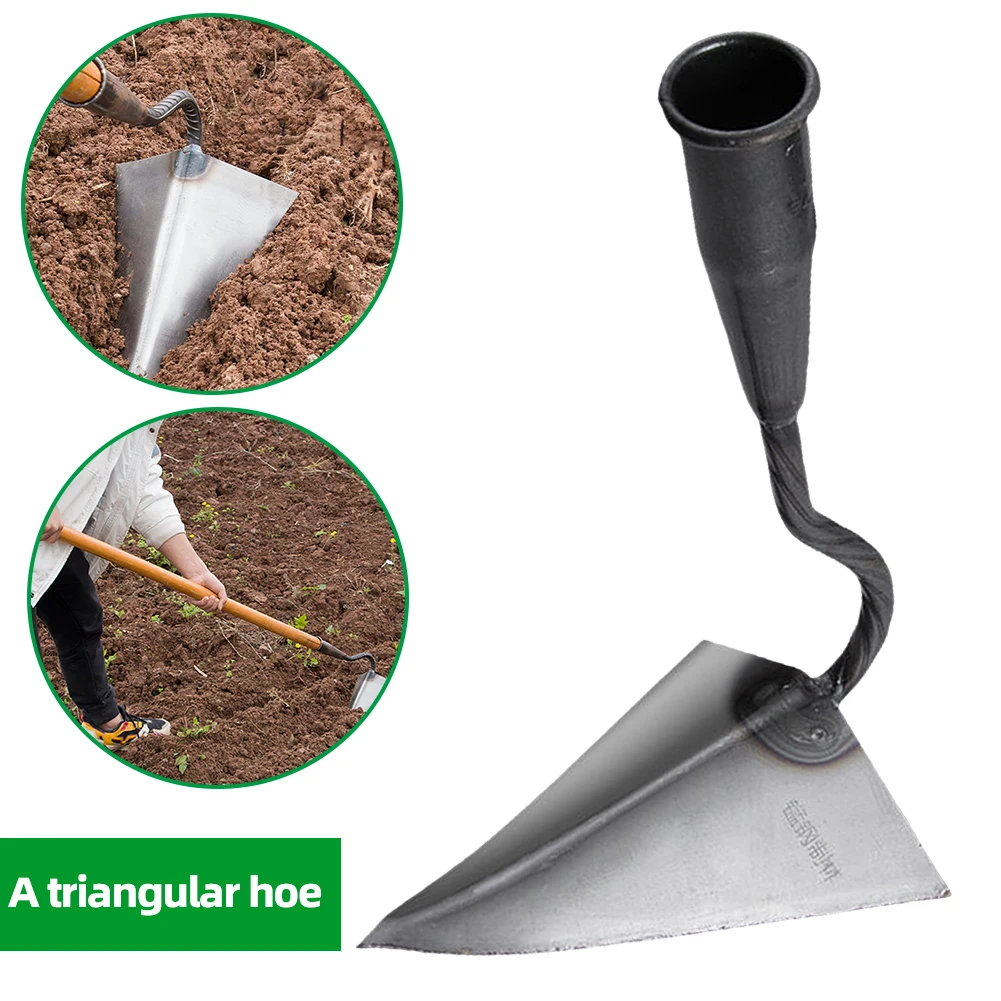 Farm Tools Hoes Triangle Furrow Hoe Agricultural Land Turning Loose Soil Hoe Hand Plow/Manual Plough Rake Hoe Garden Tools