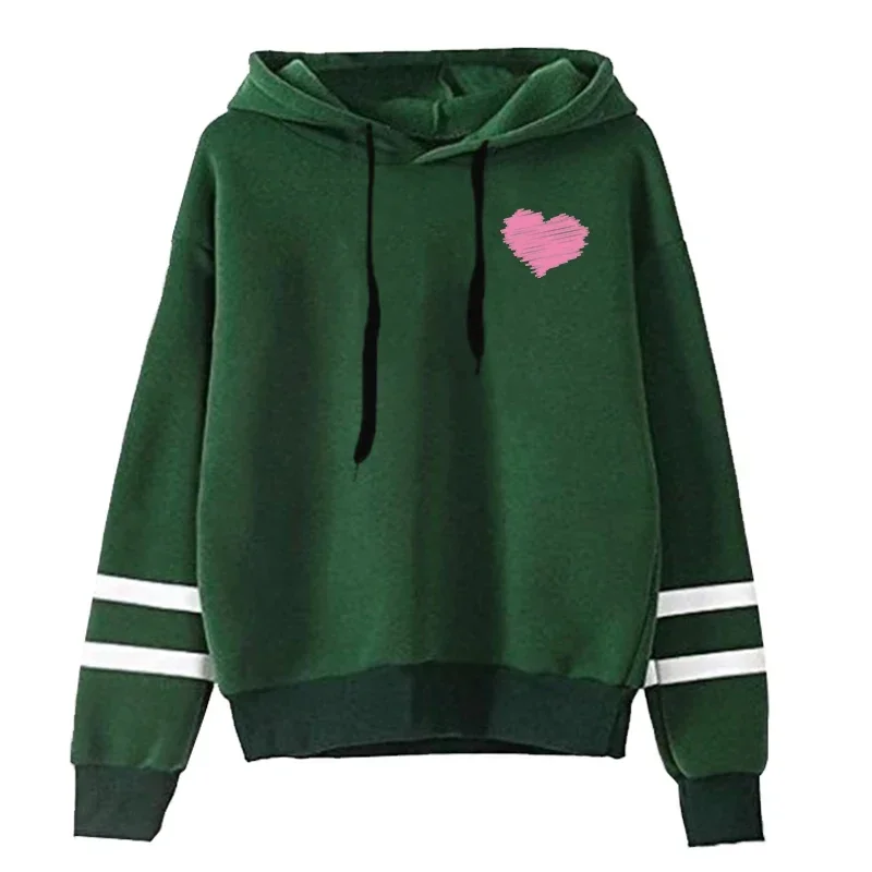 2025 New Arrival Women's Hoodie Cute Heart Print Hooded Long Sleeved Sweatshirt Autumn Winter Daily Casual Fashion Warm Pullover