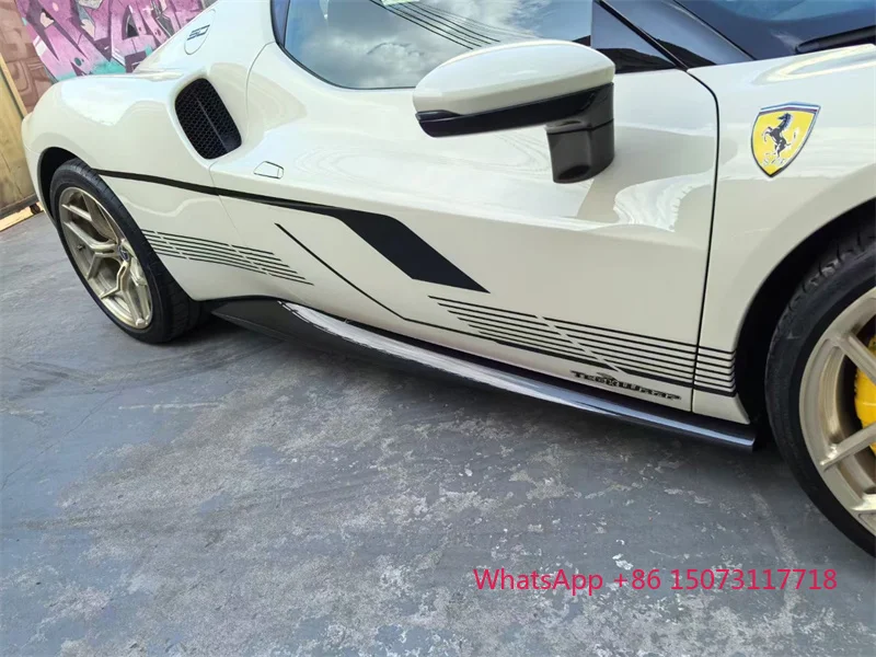 اكسسوارات السيارات OEM نمط ألياف الكربون الجاف طقم الجسم الجبهة الشفاه الفاصل التنانير الجانبية شفة ممتصة للصدمات الخلفية الناشر ل Ferarri 296 GTB #5