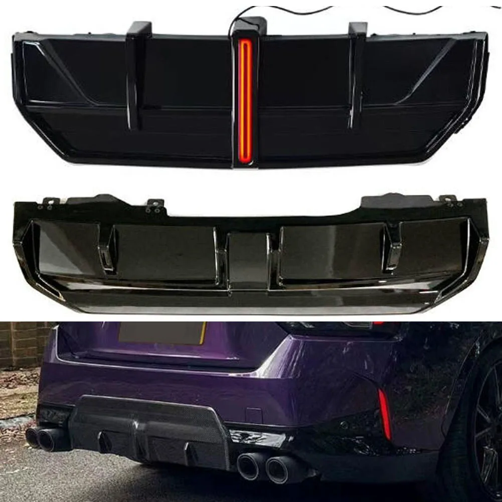 

With Brake Light Car Rear Bumper Lip Splitter Diffuser Kits Spoiler For BMW 2 series 2-Door G42 220i 225i M240i 2021-2025