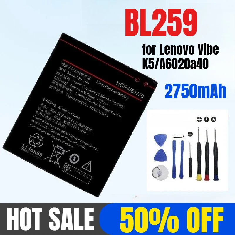 

2750mAh for Lenovo BL259 Vibe K5/A6020a40 External Battery Plate Mobile Phone Battery