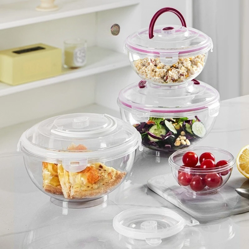 Высококачественная герметичная коробка для хранения продуктов питания из 4 предметов с удобной в очистке и ручкой, подходящая для приготовления еды и коробки для бенто