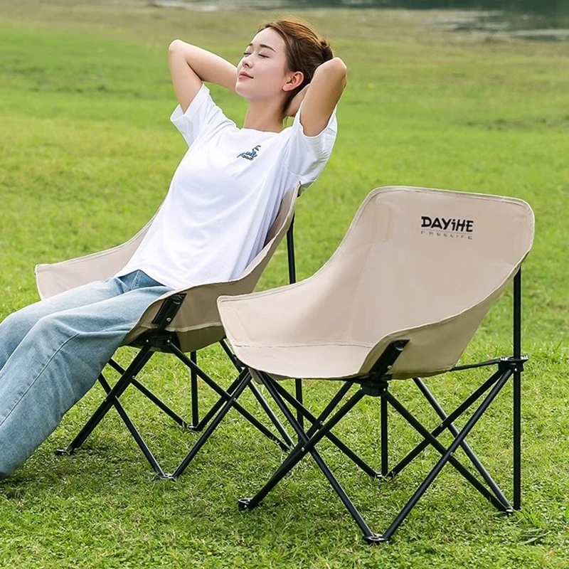 

Portable Folding Fishing Chair Outdoor Beach Camping Moon Chair Picnic Lightweight Outdoor Furniture Tumbona Exterior FYFC