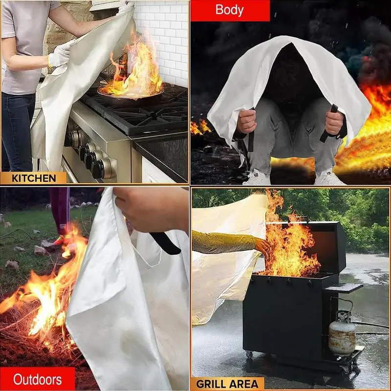 FiViolet Fire Blanket, Couvertures de survie pour la maison, Couverture arrang, Grande couverture anti-feu, Cuisine, Graisse domestique, 1x1m