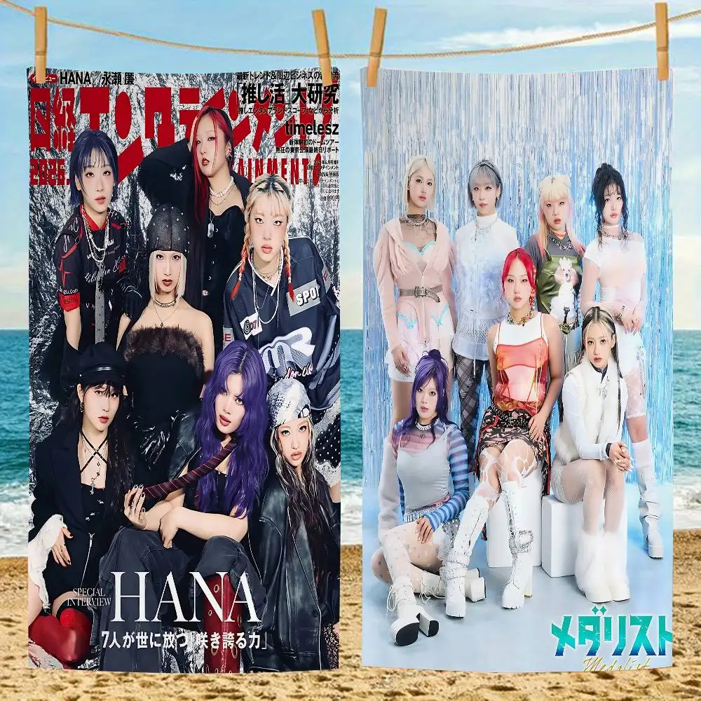 H-HANA Kpop Microfiber Printed Beach Towel Mountain Climbing Yoga Beach Swimming Running Absorbent Soft Towel