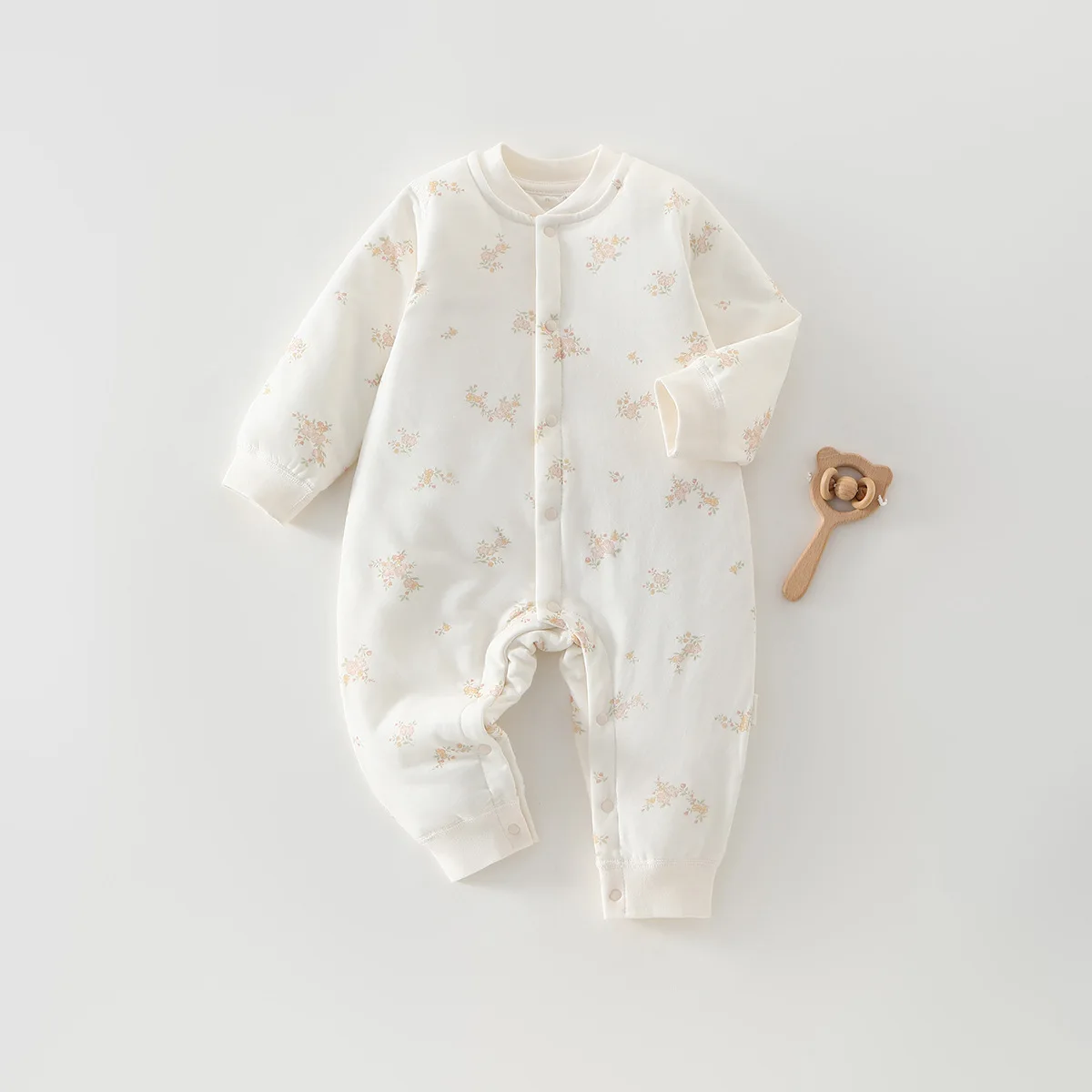 2026 Autumn Baby Jumpsuit Floral Print Long Sleeve Bodysuit for 6M-2T Boys Girls Soft Cotton Toddler One Piece Clothes