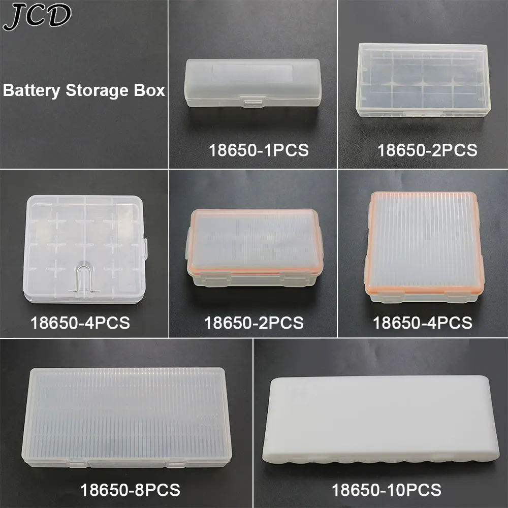 JCD Battery Storage Box Hard Case Holder For 12/4/8/10 4/10 Slots 18650 Rechargeable Battery Power Bank Plastic Cases