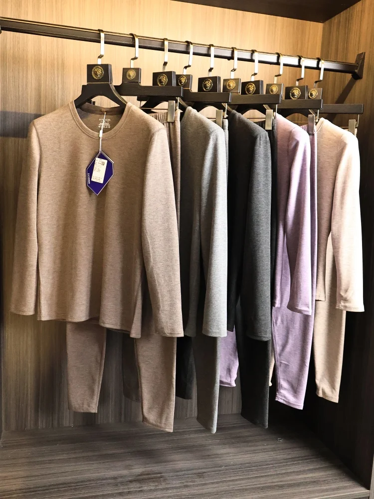 Lenzing Mixed Fiber Warmth Innerwear Set for Men Autumn Winter Long Sleeve round Neck Fleece Lined Skin-friendly Base Layer