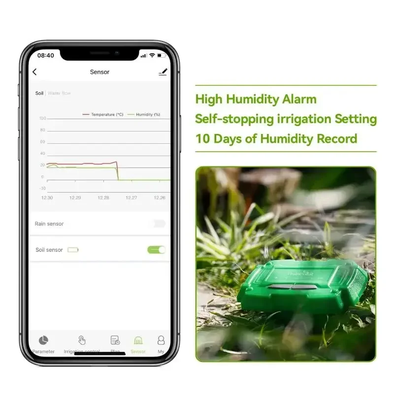 BT App Control Soil Temperature Moisture Sensor Meter Irrigation Soil Thermometer Humidity Sensor Works with Smart Water Timer