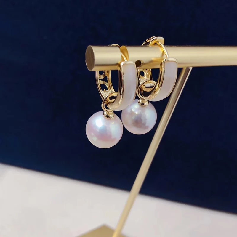 Gorgeous Pearl Earrings AAAA 9-10mm 10-11mm 11-12mm Natural South  Sea Round White Pearl Earrings 925s