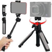 KIWI Desktop Mini Camera Tripod Stand with Phone Holder Extendable Selfie Stick Handle Grip for iPhone 15 14 13 Tabletop Tripod