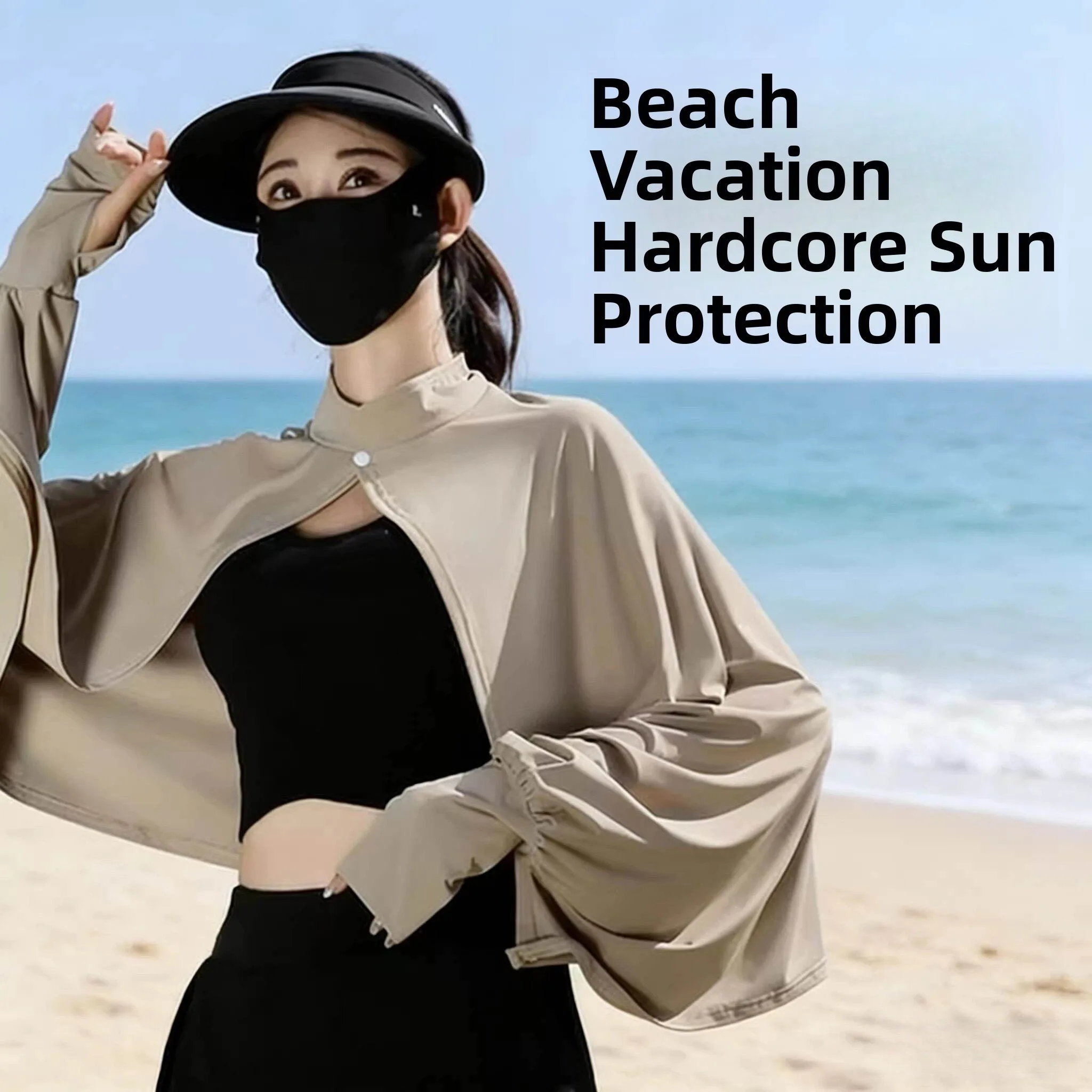 

Sun Protection Silk Ice Lightweight Long Sleeve Driving Cowl Neck Cover up Shawl Breathable Loose Outerwear for Women