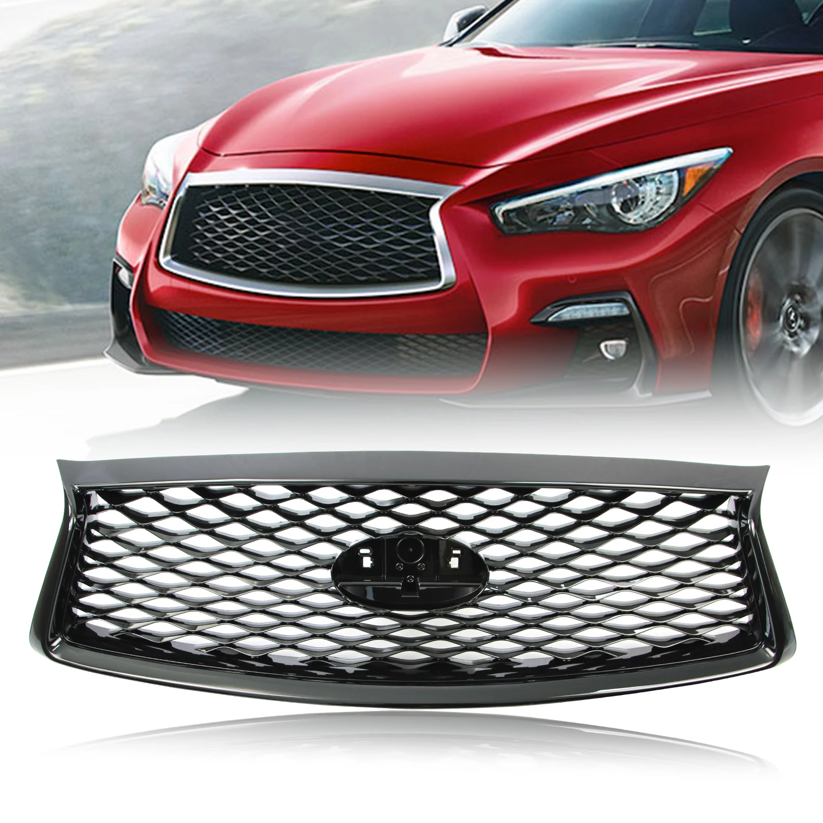 

Front Grill for 2018-2023 INFINITI Q50 Only Fits Model Without Sensors