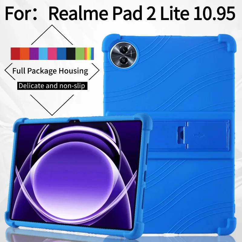 Thicken Cornors Silicone Cover with Kickstand For Realme Pad2 lite 10.95