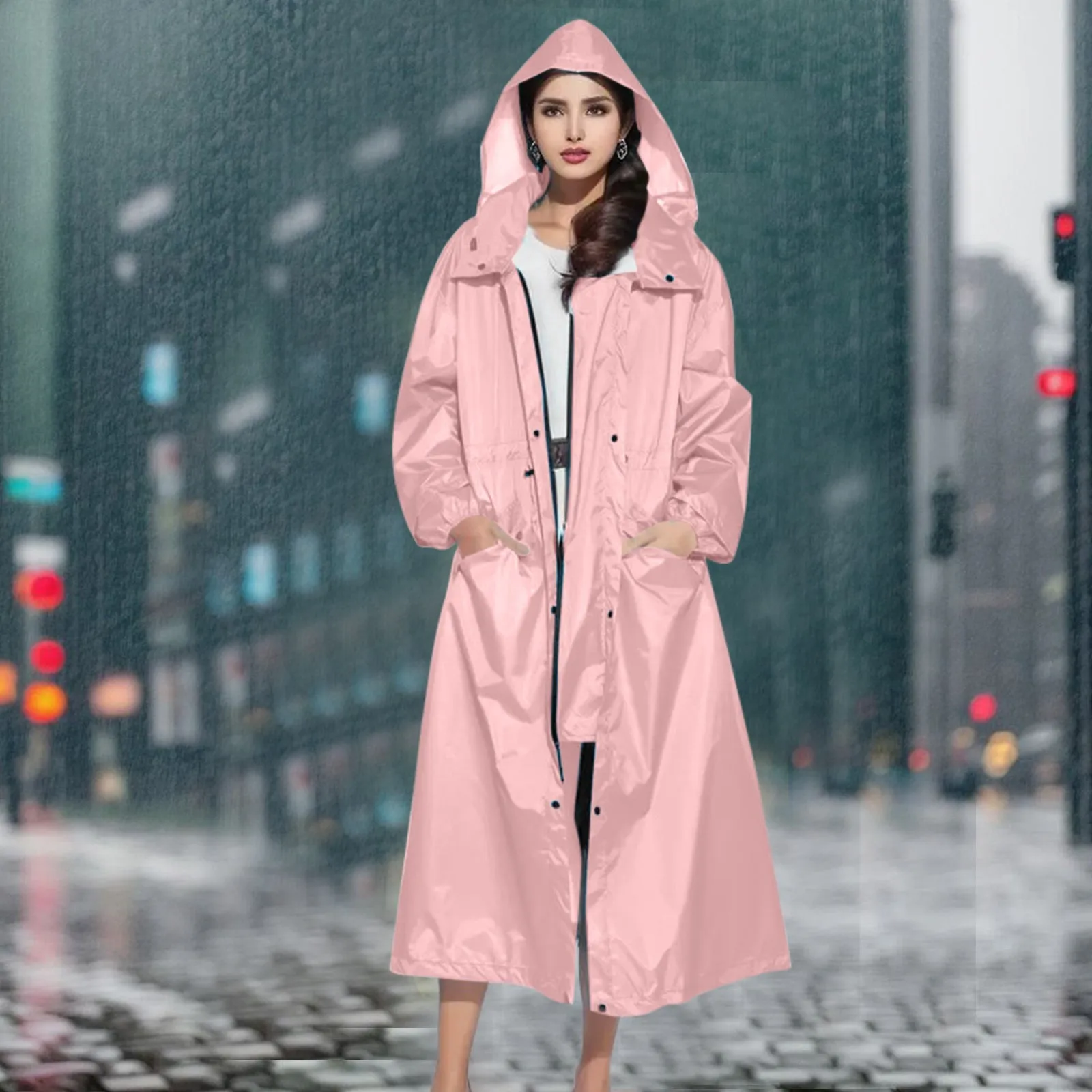 Womens Rain Jacket With Hood Lightweight Long Sleeve Windbreaker Zip Up Drawstring Raincoat With Girls Windbreaker Jackets