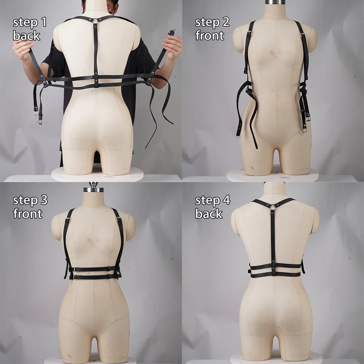 حزام الخصر الجلدي، أحزمة تسخير الموضة BDSM عبودية bdsm ملابس نسائية حزام تسخير الجسم الجلدي