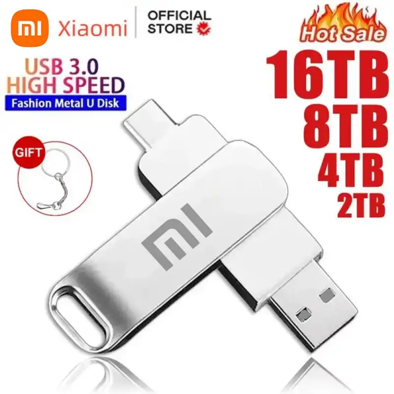 Xiaomi-Memoria USB 3,0 de alta velocidad, Memoria USB tipo C, 16TB, 8TB, 4TB