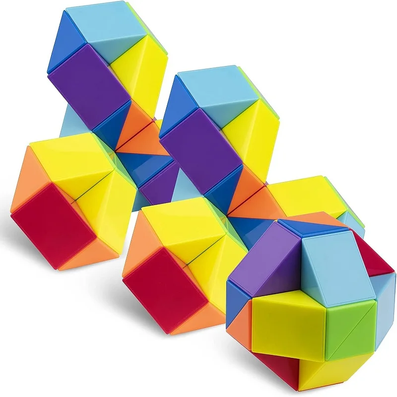 24-72 Segments Rainbow Puzzle Fidget Toys Transformable Cube Kid EducationToys Brain Teaser Magic Rule Snake Speed  Cubes Twist