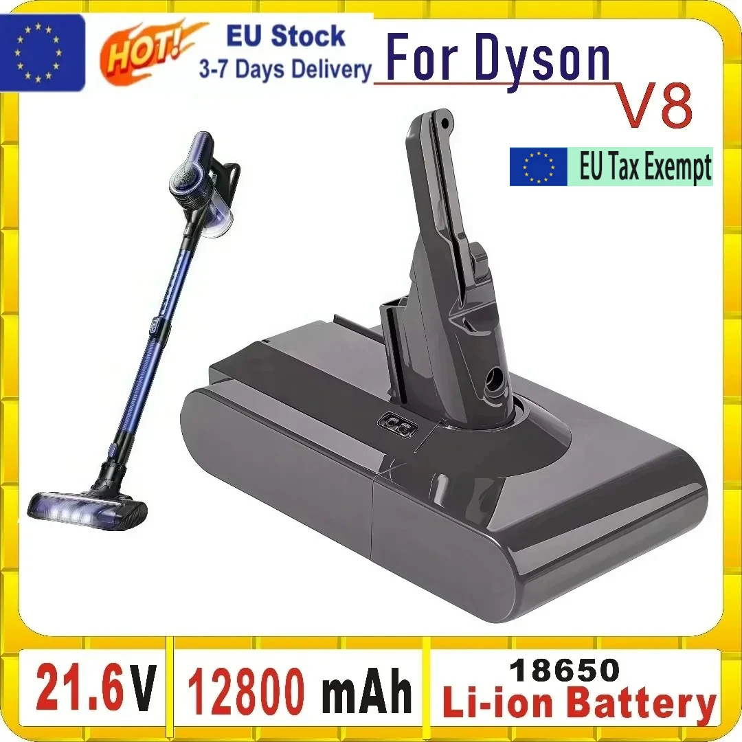 Batterie 12800mAh 21.6V pour aspirateur Dyson V8, batterie pour Dyson V8 Absolute Fluffy Animal, batterie rechargeable Li-ion 18650