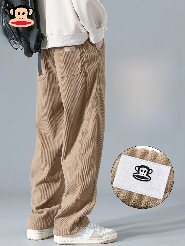 

Мужские повседневные брюки Paul Frank American Style из вельвета, свободные, прямого кроя, спортивные, осенние, цвета хаки, прямые штаны-трубы