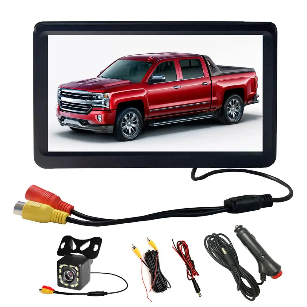 7 Inch HD Desktop Car Vehicle Display Screen 2-Channel Video Input Visual Reversing Image Priority Video Playback HD Monitor