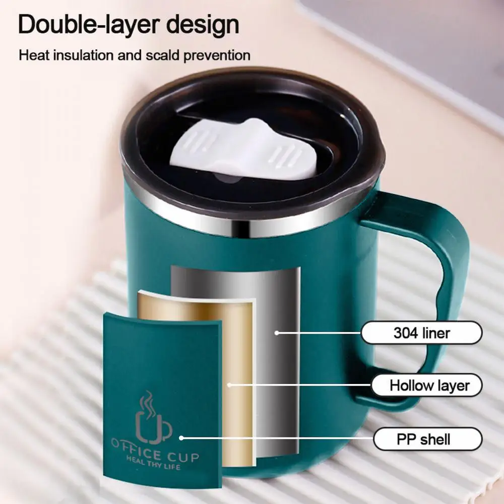 500ml Thermos Mug 304 Stainless Steel Coffee Cup With Handle Leak-Proof Vacuum Flask Insulated Cup Portable Thermal Water Bottle