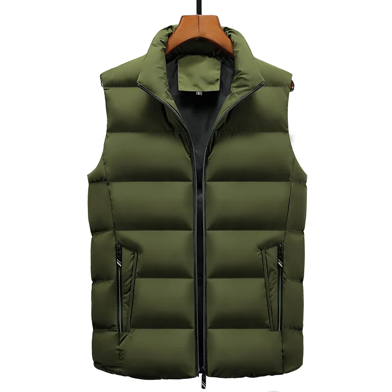 

Brand Clothing Mens Vest Jacket Autumn Stand-up Collar Casual Waistcoat Warm Sleeveless Jackets Winter Waterproof Zipper Coat