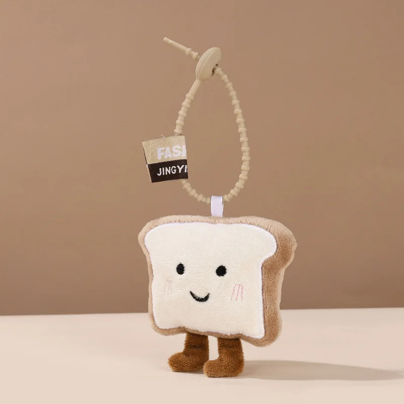 Creatieve Pluche Toast Brood Figuur Hanger Sleutelhanger Schattige Cartoon Zacht Pluche Knuffels Kinderen Rugzak Tas Hanger Geschenken