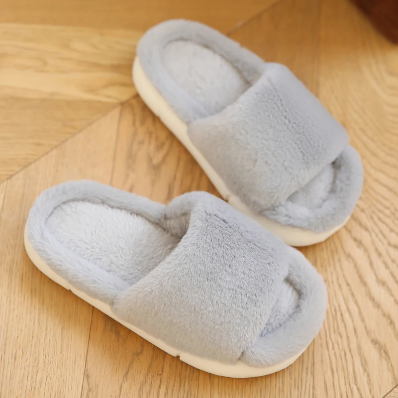 New Men's Plush Cotton Slippers 2023 Cute Women's Warm Winter Anti Slip Simple Home Couples Indoor Couples Cotton Shoes