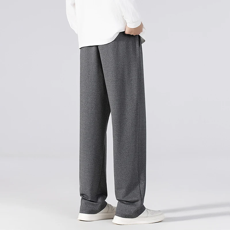 الصيف الكورية الرجال السراويل خفيفة ورقيقة البوليستر مرونة الخصر شبه واسعة فضفاض بنطلون ثنى دعوى السراويل الربيع الذكور بناطيل كاجوال #2