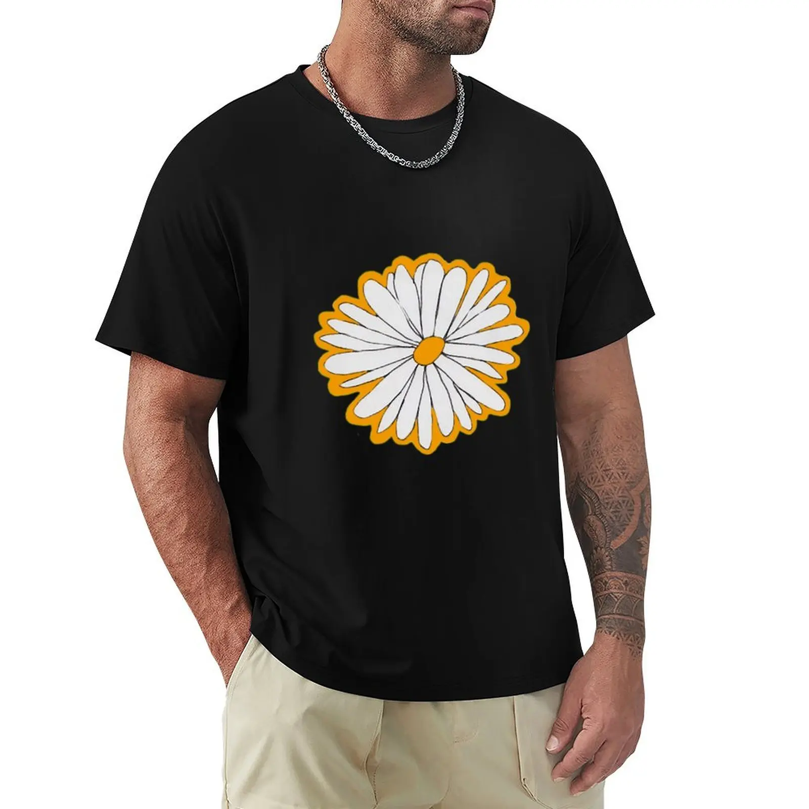 Spring Daisy T-Shirt Plus Size Basic Cotton T-Shirt