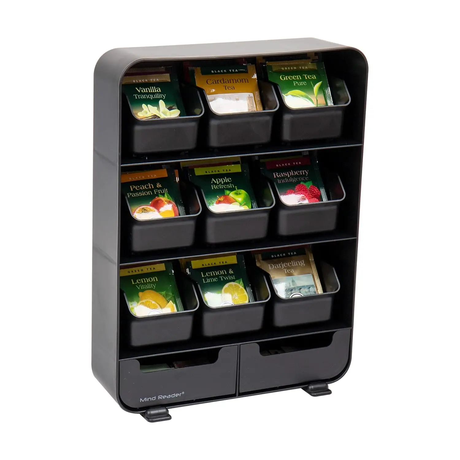 

Tea Bag Organizer Countertop Storage, 10.25x3.25x13.75 Inches, Black