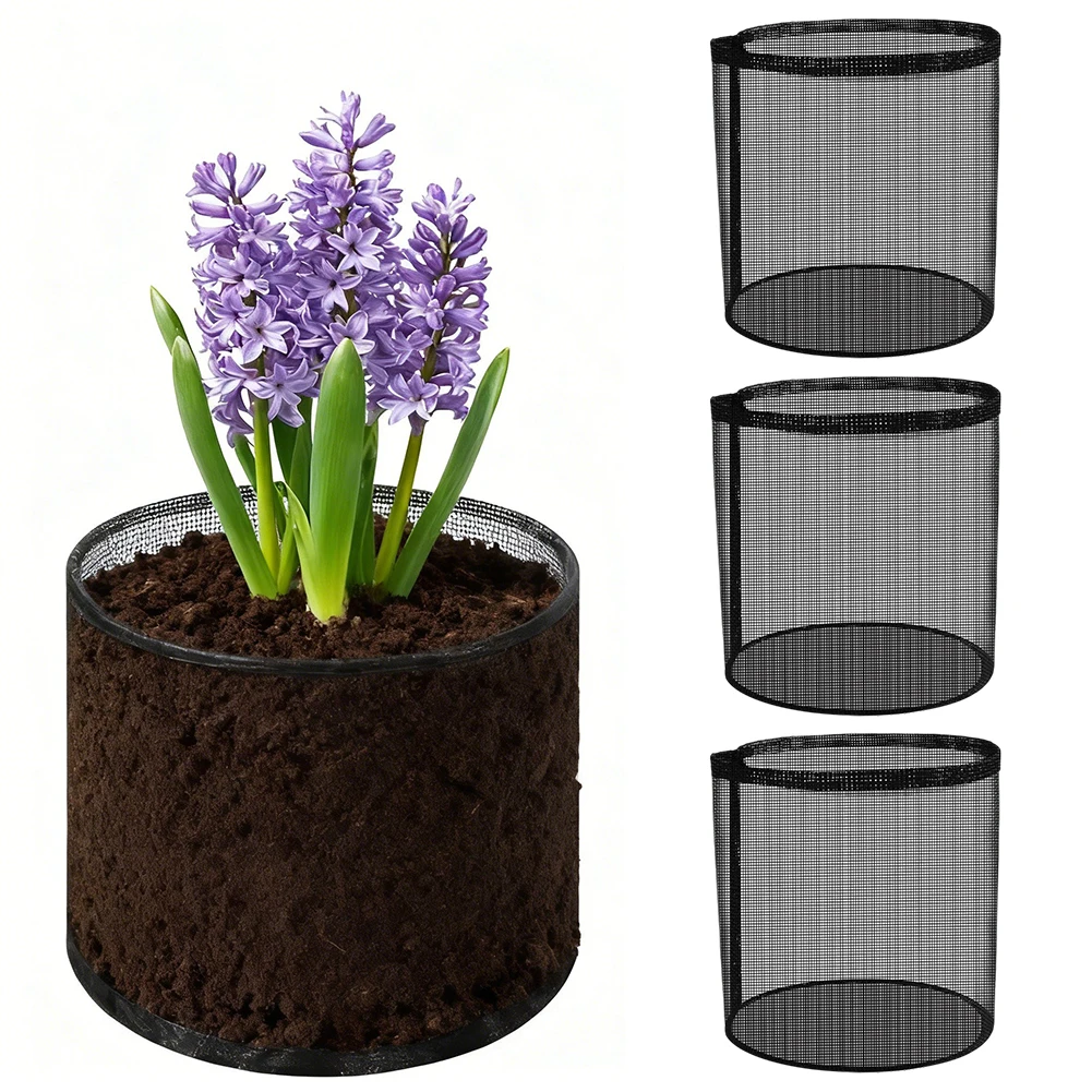 

4 Pieces Reusable Black Mesh Planting Bags for Ponds Flexible Breathable Mesh Pots Suitable for Aquatic Plants