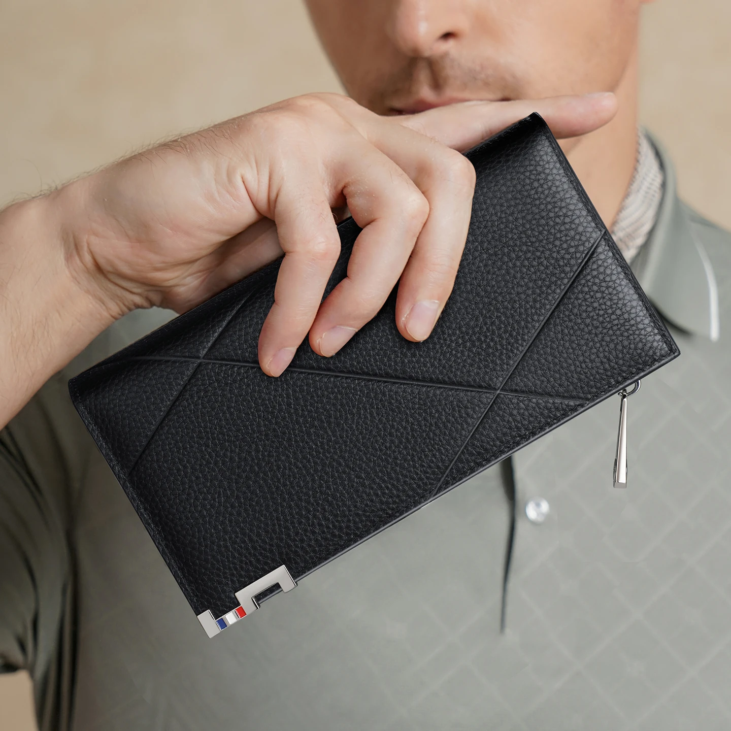 

Leather men's long wallet, fashionable multifunctional handbag, personalized card bag, large capacity mobile phone bag