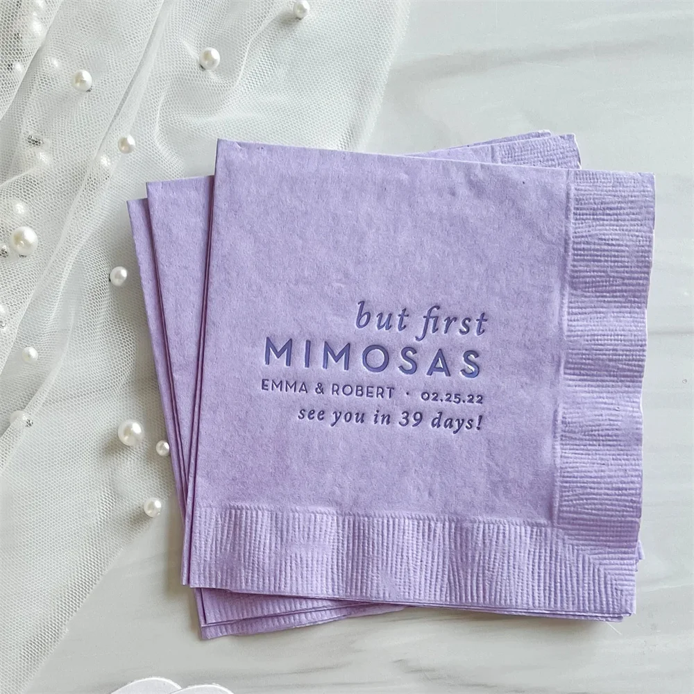 

50PCS But First Mimosas - Personalized Bridal Shower Napkins - Bridal Shower - Rehearsal Dinner - Engagement Party Napkins