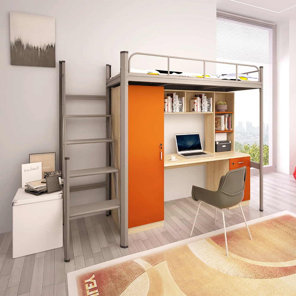 Litera de diseño moderno para dormitorio, mueble con armario de almacenamiento y armario para estudiantes