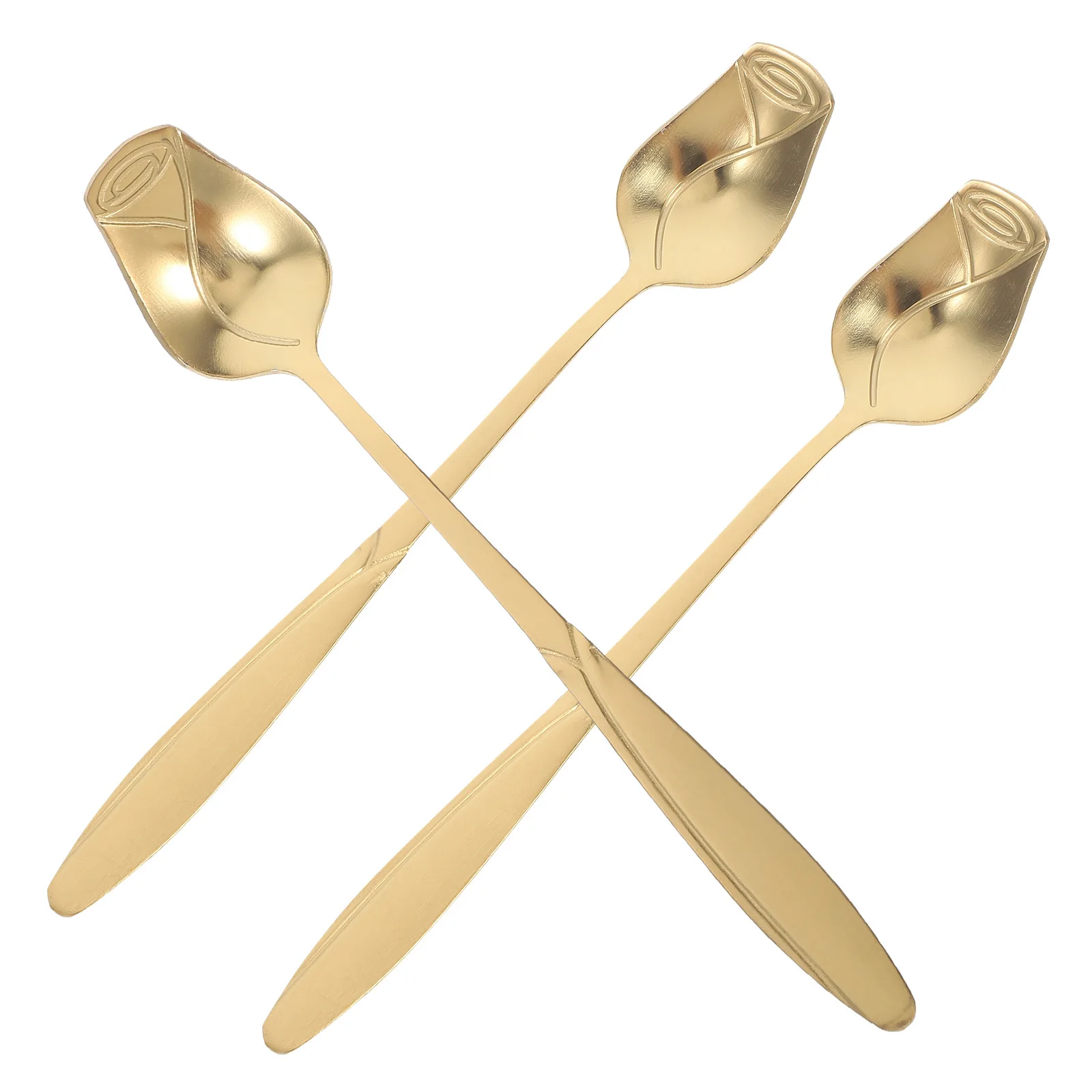 

3Pcs Rose Flower Spoons Mini Stainless Steel Spoons for Honey Desserts Tea Flower Spoon Honey Spoon Tea Scoop Coffee Supplies