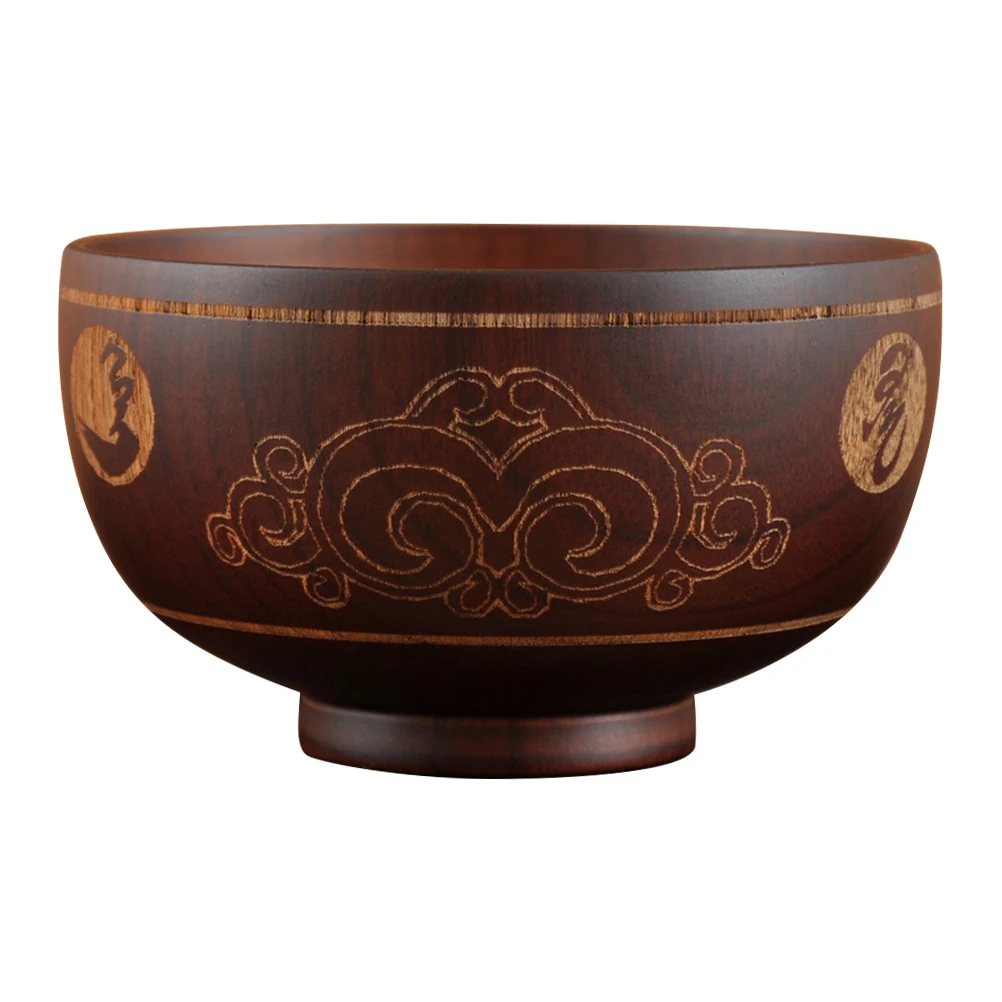 

Auspicious Eight Treasure Wood Bowl Large Size Carving Rice Noodle Tibet Style Smooth Edge Premium Material Soup Food