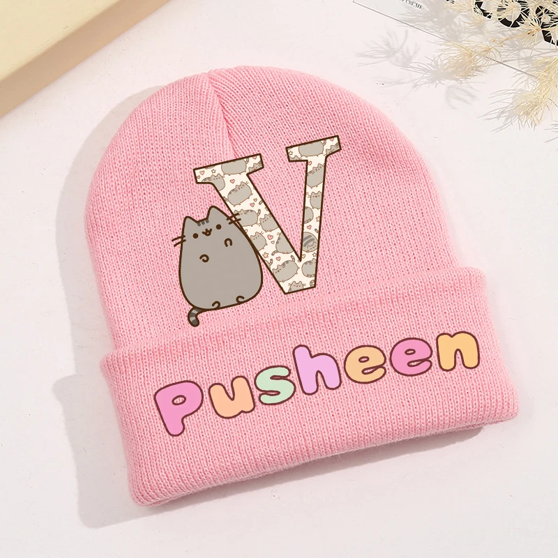 Nowa czapka dziecięca Pusheen Kawaii Cartoon drukowane czapki z dzianiny śliczne dzieci ciepła czapka dziewczęca czapka beanie jesienno-zimowa