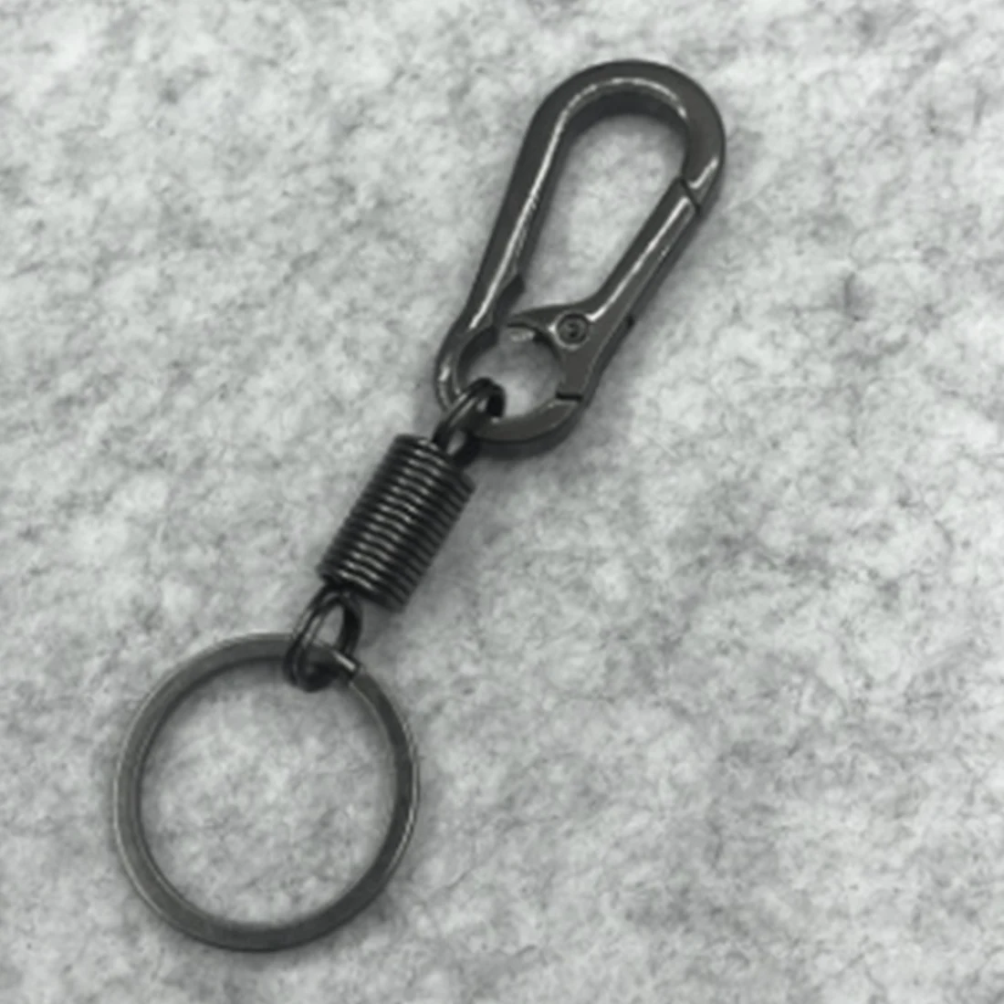 Sturdy Carabiner Key Chain Key Ring Polished Key Chain Spring Key Chain Business Waist Key Chain, Black