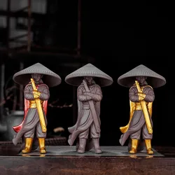 Chinese Chivalry Style Figurine Kung Fu Figure Ornaments Traditional Wu Xia Statuette Purple Clay Crafts Classic Home Decor
