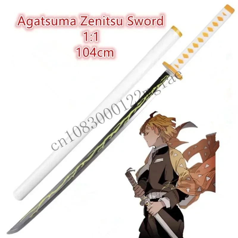 1:1 Cosplay Demon Slayer Weapon Agatsuma Zenitsu Sword Anime Ninja Knife PU Toy 104Cm CMM221