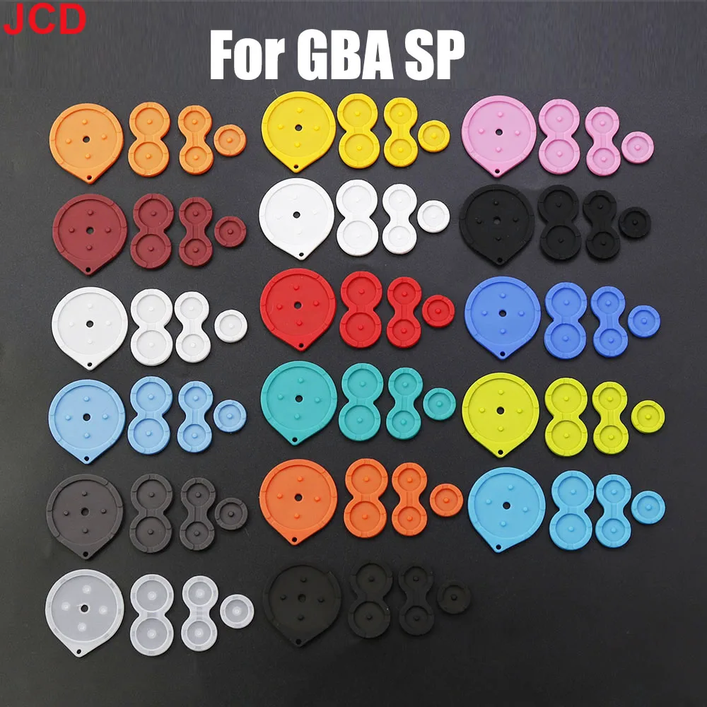 JCD 1set High Quality Color For GameBoy Advance SP GBA SP Game Console Rubber Buttons Contact Pads Silicon Hing & Screws Cover